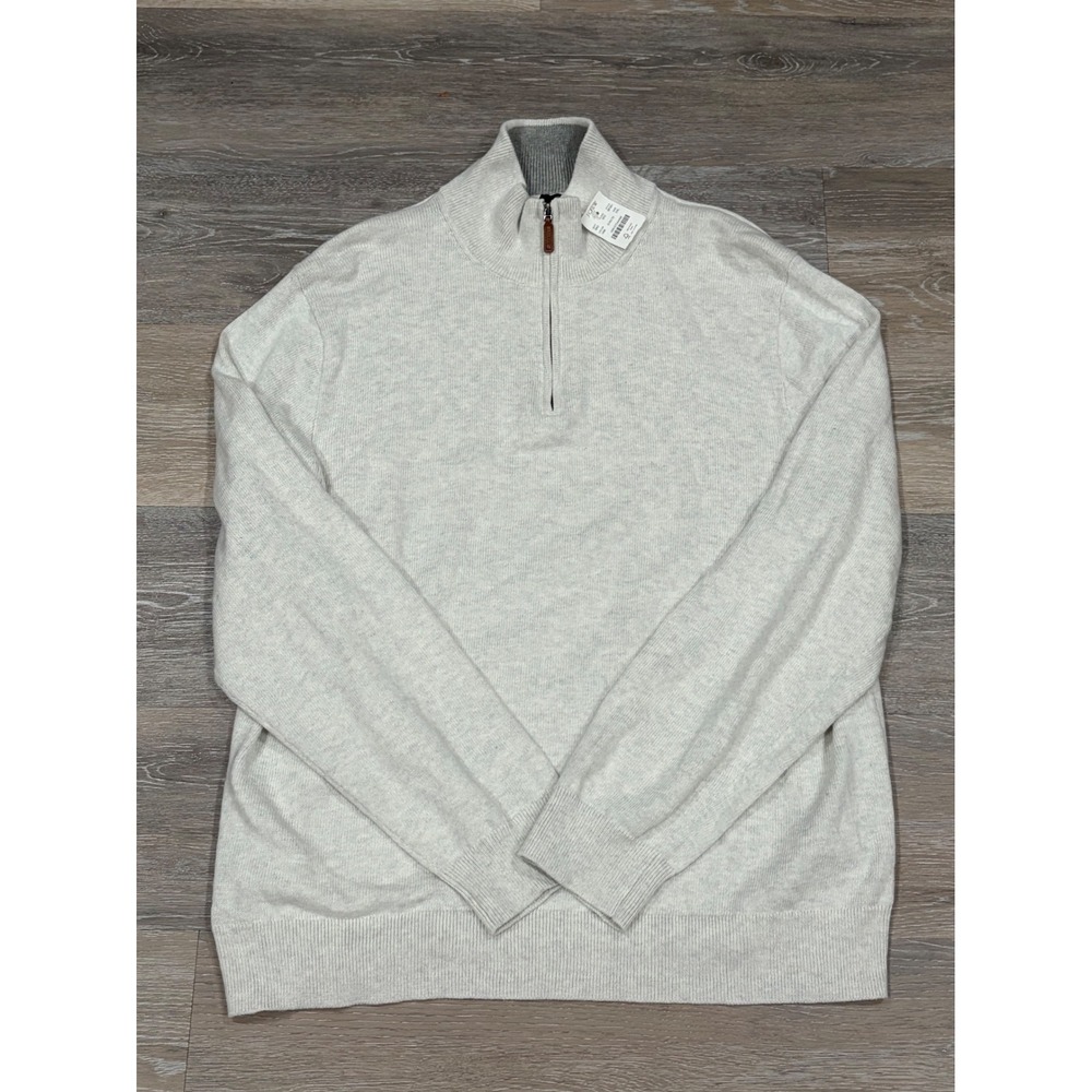 J.Crew Mens XXL Quarter Zip Cotton Sweater Heather Grey Mock Neck BF091 NEW